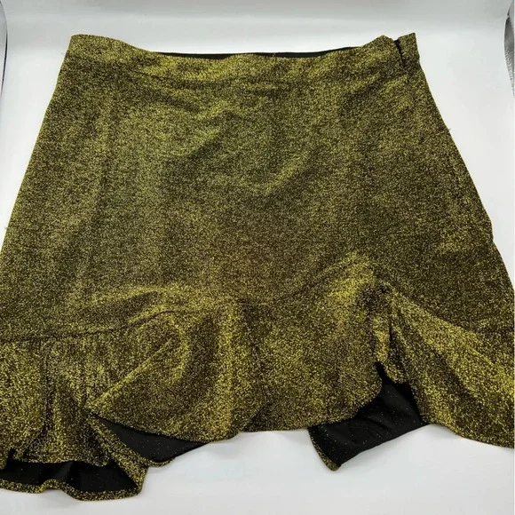 NWT Michael Kors Sparkly Gold Skirt Size Large - Picture 1 of 7